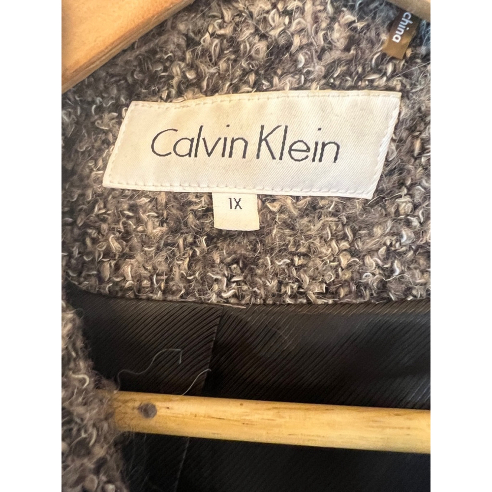 Calvin Klein Charcoal Belted Pea Coat - Picture 8 of 9